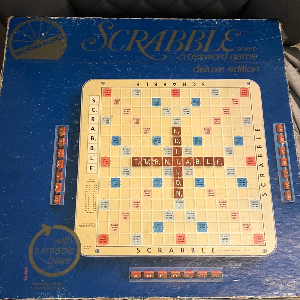 1982 Scrabble Game Deluxe Turntable Edition Selchow & Righter Co. Complete